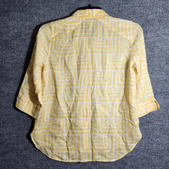 Chico's women's button-down top blouse size 4/6 yellow 100% linen - Picture 6 of 8